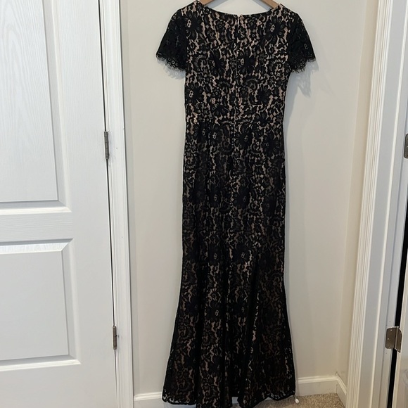 Eliza J Embroidered Black Lace Trumpet Maxi Dress Formal Gown Size 6 - Picture 8 of 10